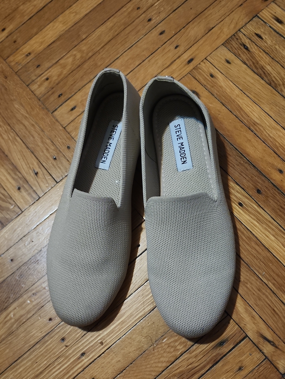 Steve Madden Beige Knit Slip-On Flats